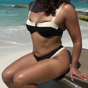 Chic Black and Cream Bikini Set